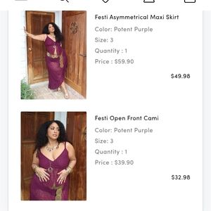 Torrid Potent Purple Maxi Skirt and Cami Set